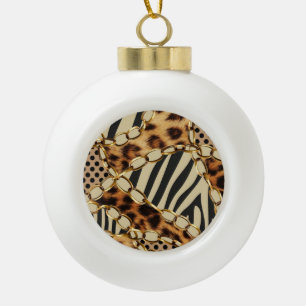 Leopard Animal Print Nahtloses Muster Keramik Kugel-Ornament