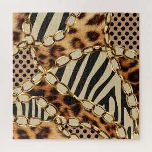 Leopard Animal Print Nahtloses Muster Puzzle