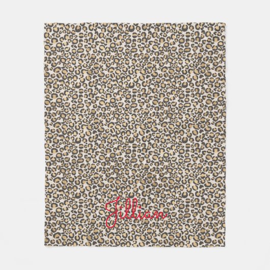 Leopard Animal Print Nuetrals Chic Trendy Deco Fleecedecke (Vorderseite)