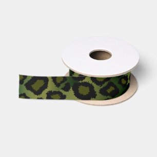 Leopard Animal Print Olive Green Satinband