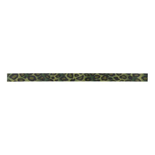 Leopard Animal Print | Olive Green Satinband (Vorderseite)