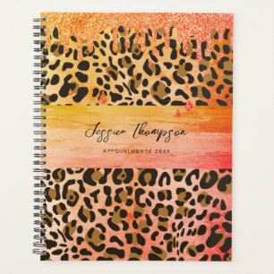 Leopard Animal Print Orange Yellow Glitzer Tropfen Planer