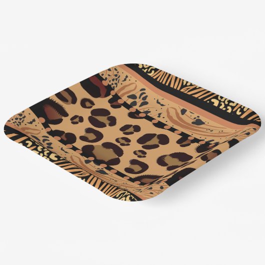 Leopard Animal Print Pappteller (Gewinkelt)