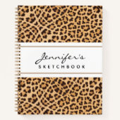 Leopard Animal Print Personalisiert Sketchbook Notizblock (Vorderseite)
