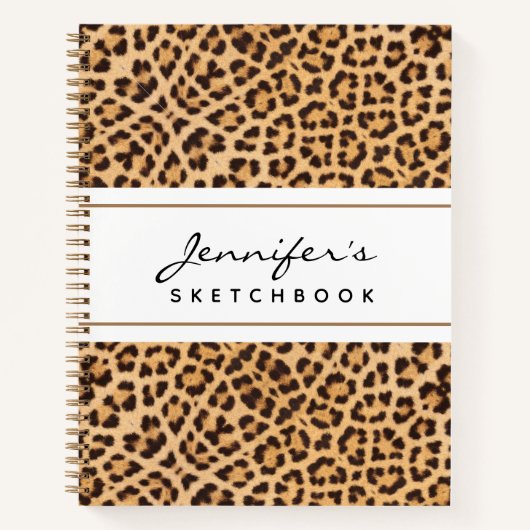 Leopard Animal Print Personalisiert Sketchbook Notizblock (Vorderseite)