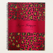 Leopard Animal Print Red Burgundy Metallic Planer (Vorderseite)