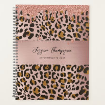 Leopard Animal Print Rose Gold Pink Glitzer Tropfe