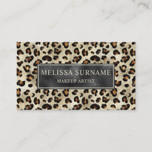 Leopard Animal Print Schwarz Faux Folie Makeup Art Visitenkarte