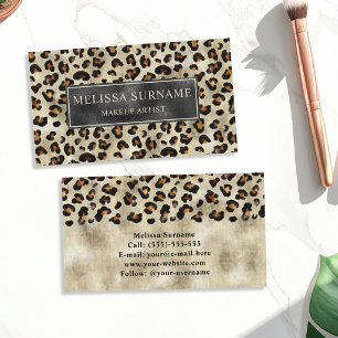 Leopard Animal Print Schwarz Faux Folie Makeup Art Visitenkarte
