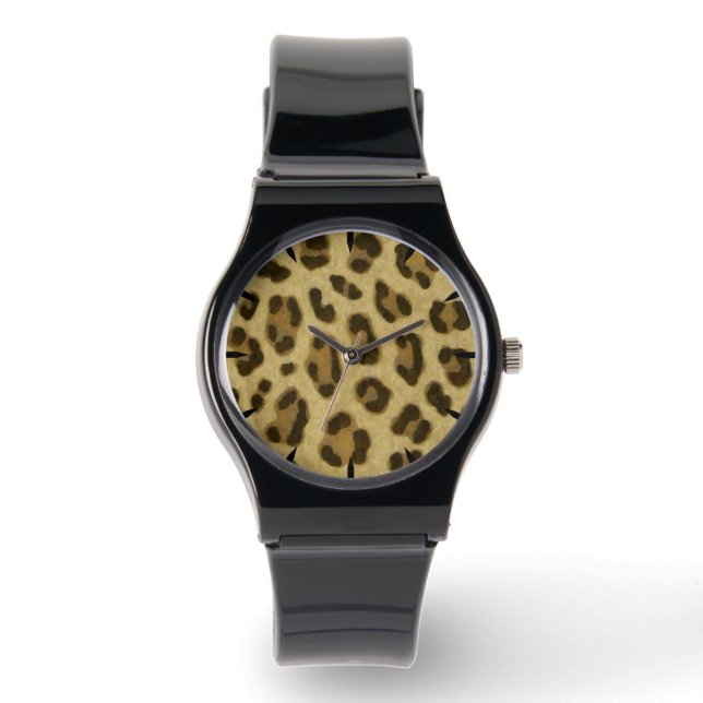 Leopard Animal Print Skin Muster Armbanduhr (Vorderseite)