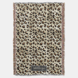 Leopard Animal Print With Black Faux Foil And Name Decke