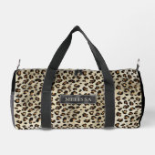 Leopard Animal Print With Black Faux Foil And Name Duffle Bag (Rückseite)