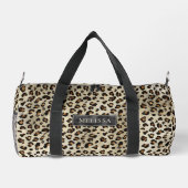 Leopard Animal Print With Black Faux Foil And Name Duffle Bag (Rückseite)