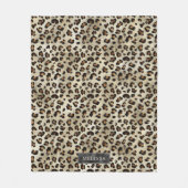 Leopard Animal Print With Black Faux Foil And Name Fleecedecke (Vorderseite)