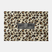 Leopard Animal Print With Black Faux Foil And Name Fußmatte (Vorderseite)