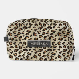 Leopard Animal Print With Black Faux Foil And Name Waschbeutel