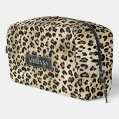 Leopard Animal Print With Black Faux Foil And Name Waschbeutel (Rechte Ecke)