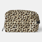 Leopard Animal Print With Black Faux Foil And Name Waschbeutel (Rückseite)