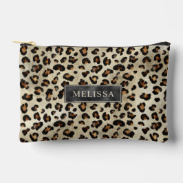 Leopard Animal Print With Black Faux Foil And Name Zubehörtasche