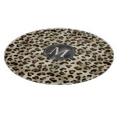 Leopard Animal Print With Black Faux Foil Monogram Schneidebrett (Ecke)