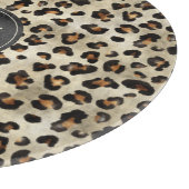 Leopard Animal Print With Black Faux Foil Monogram Schneidebrett (Ecke)