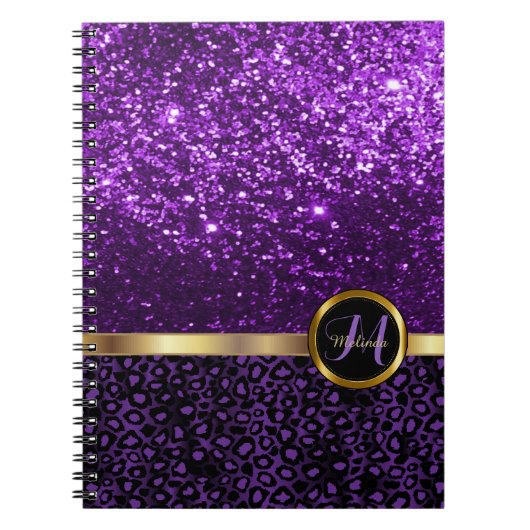 Leopard Animal Print with Purple Glitter Notizblock (Vorderseite)