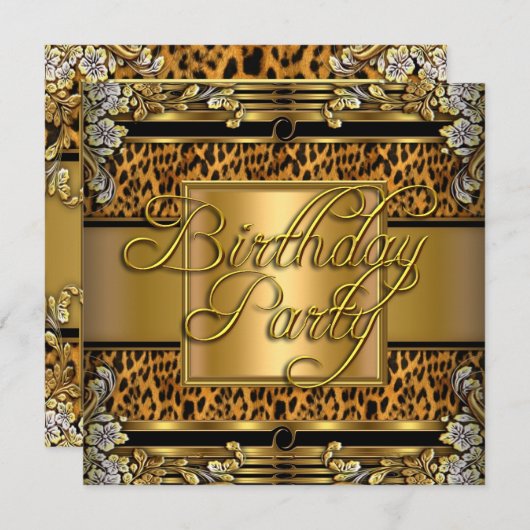 Leopard Animal Print Woman's Geburtstagsparty Einladung (Vorne/Hinten)