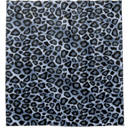 Leopard Animal Prints in Blue Duschvorhang