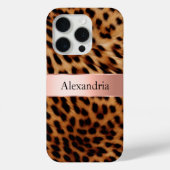 Leopard Animal Rose Rosa Ribbon Name Case-Mate iPhone Hülle (Rückseite)