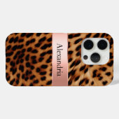 Leopard Animal Rose Rosa Ribbon Name Case-Mate iPhone Hülle (Rückseite (Horizontal))
