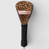 Leopard Animal Rose Rosa Ribbon Name Golf Headcover (Vorderseite)