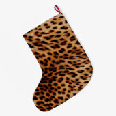 Leopard Animal Rose Rosa Ribbon Name Großer Weihnachtsstrumpf (Rückseite (Hängend))