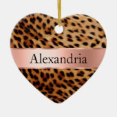 Leopard Animal Rose Rosa Ribbon Name Keramik Ornament (Vorne)