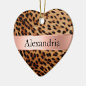 Leopard Animal Rose Rosa Ribbon Name Keramik Ornament (Links)