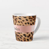 Leopard Animal Rose Rosa Ribbon Name Milchtasse (Rechte Ecke)
