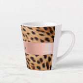 Leopard Animal Rose Rosa Ribbon Name Milchtasse (Rechts)
