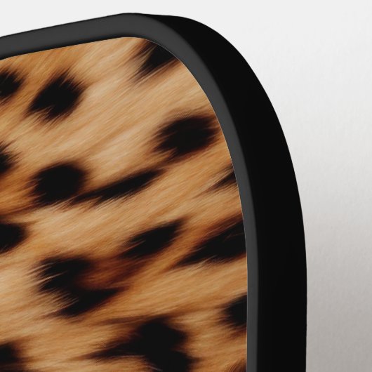 Leopard Animal Rose Rosa Ribbon Name Pickleball Schläger (Linke Seite)