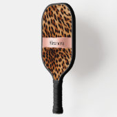 Leopard Animal Rose Rosa Ribbon Name Pickleball Schläger (Links)