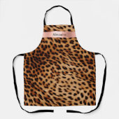 Leopard Animal Rose Rosa Ribbon Name Schürze (Vorderseite)