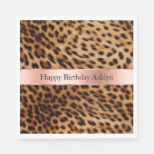 Leopard Animal Rose Rosa Ribbon Name Serviette (Vorderseite)