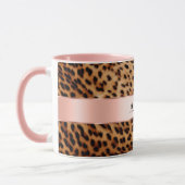 Leopard Animal Rose Rosa Ribbon Name Tasse (Links)