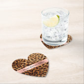 Leopard Animal Rose Rosa Ribbon Name Untersetzer (Vor Ort)