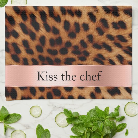 Leopard Animal Rose Rosa Ribbon Zitat Geschirrtuch (Gefaltet)