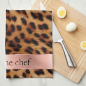 Leopard Animal Rose Rosa Ribbon Zitat Geschirrtuch (Viertel Falte)