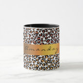 Leopard Animal Schwarz-weiß Gold Streifen Name Cof Tasse (Zentrum)