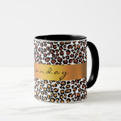 Leopard Animal Schwarz-weiß Gold Streifen Name Cof Tasse (VorderseiteRechts)