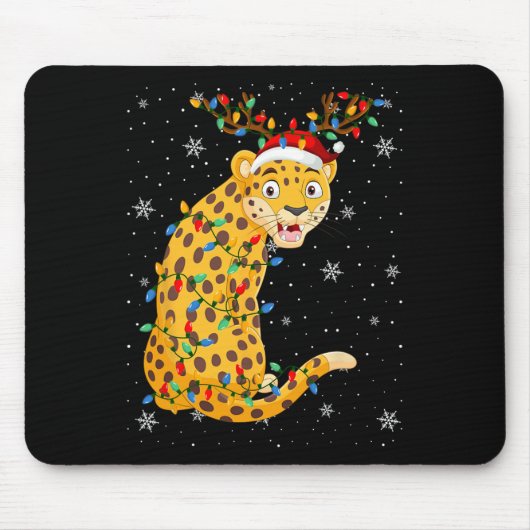Leopard Animal Weihnachtsmannmütze Ugly Christmas Mousepad (Vorne)