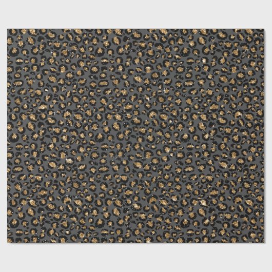 Leopard Animal White Gold Black Gray African Lux Geschenkpapier (Flach)