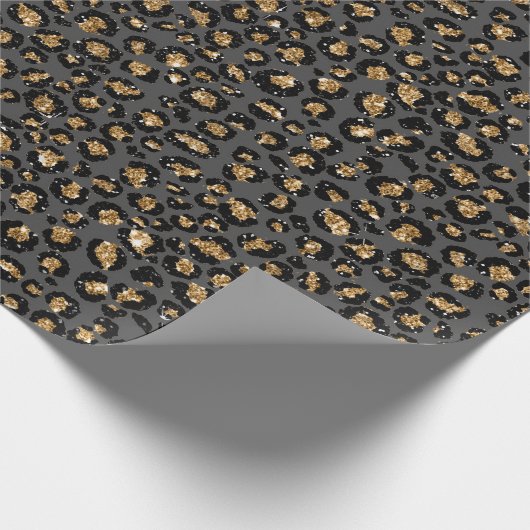 Leopard Animal White Gold Black Gray African Lux Geschenkpapier (Ecke)