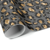 Leopard Animal White Gold Black Gray African Lux Geschenkpapier (Rolleneckpunkt)